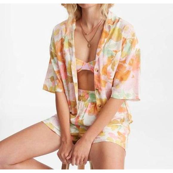 NEW BILLABONG all good button-down top in multi - Picture 6 of 6